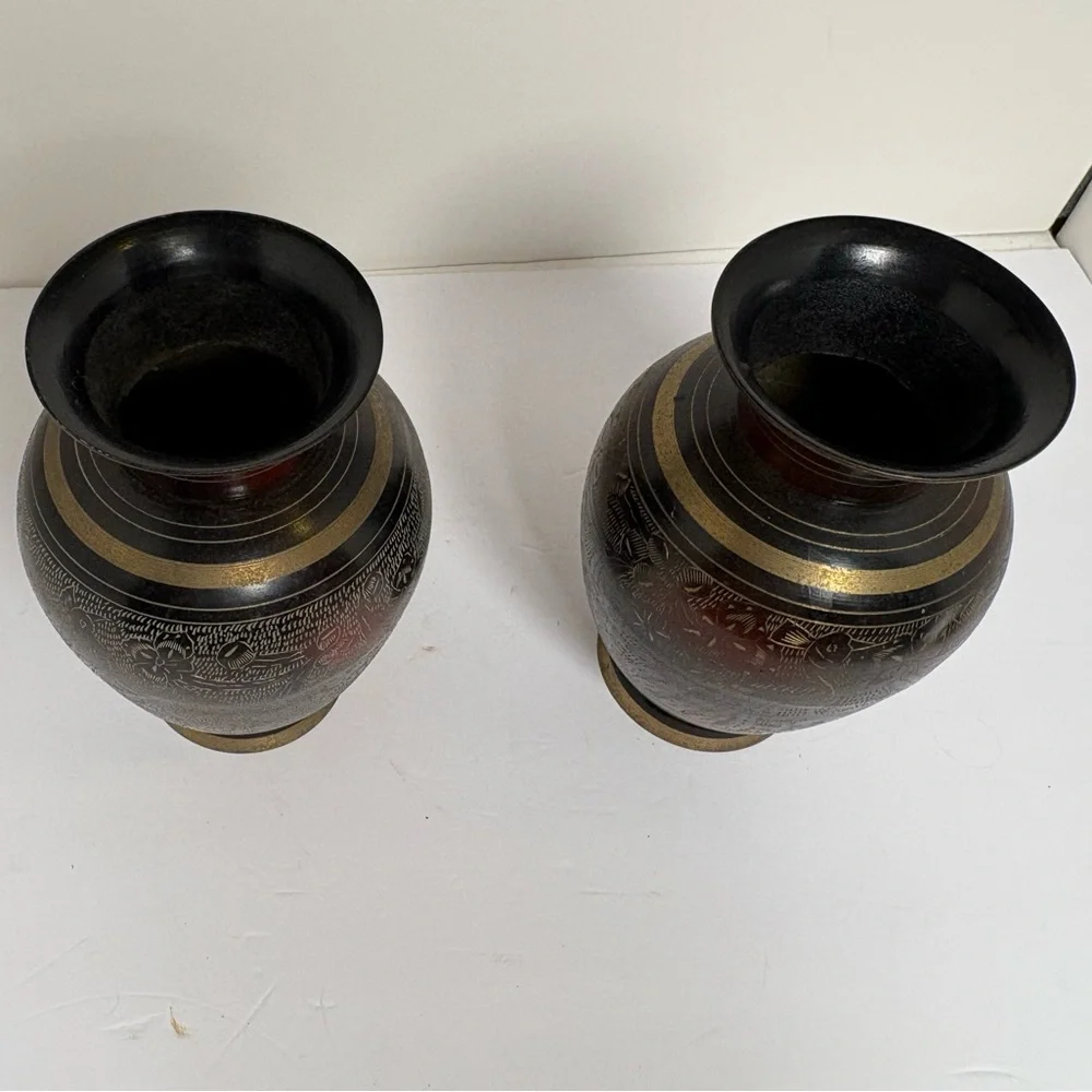 Vintage Asian Peacock/Floral Decorative Vases